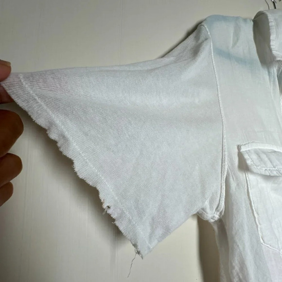 Enza Costa Italian Pima Cotton blend Blouse Shirt Raw Edge Hem size M - Picture 6 of 9